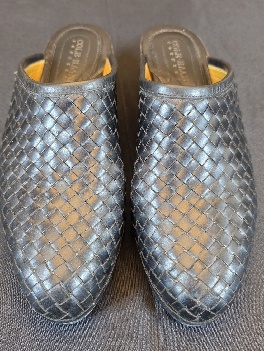 Cole Haan Intricate Black Woven Leather Mules Style F3996
